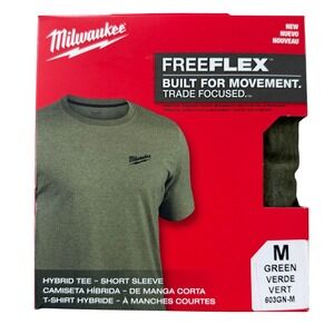 Milwaukee FreeFlex Hybrid Tee Mens Medium Green Short Sleeve Work Shirt 603GN-M